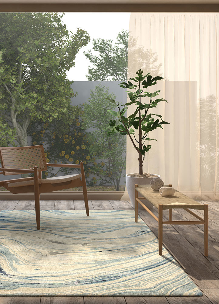 genesis blue wool and viscose hand tuftedRug - Rander