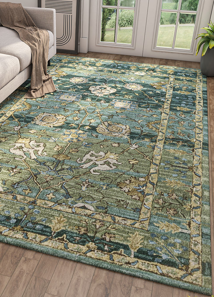 mythos green wool hand tuftedRug - Rander