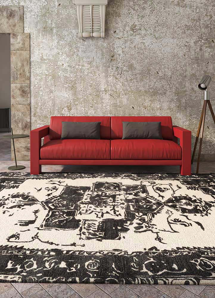 mythos grey and black wool and viscose hand tuftedRug - Rander