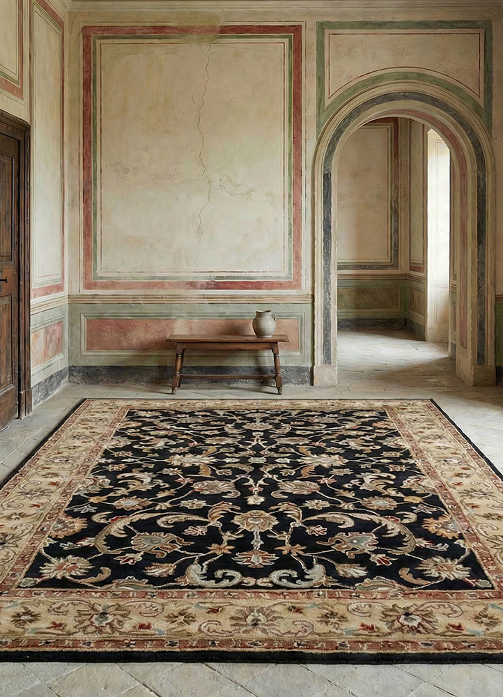 kasbah grey and black wool and viscose hand tuftedRug - Rander