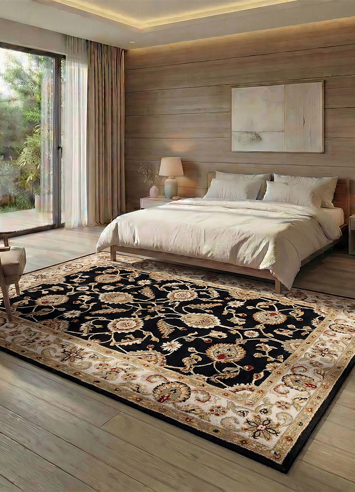 kasbah grey and black wool and viscose hand tuftedRug - Rander