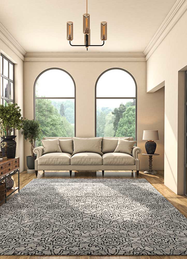 imara grey and black wool hand tuftedRug - Rander