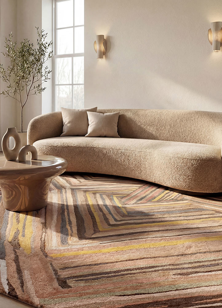 genesis beige and brown wool and viscose hand tuftedRug - Rander