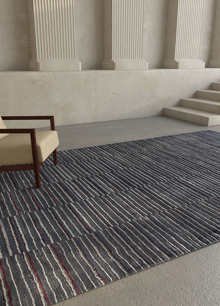 acar grey and black wool and viscose hand tuftedRug - Rander