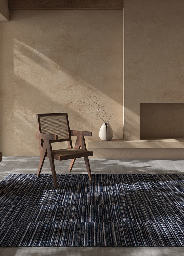 acar blue wool and viscose hand tuftedRug - Rander