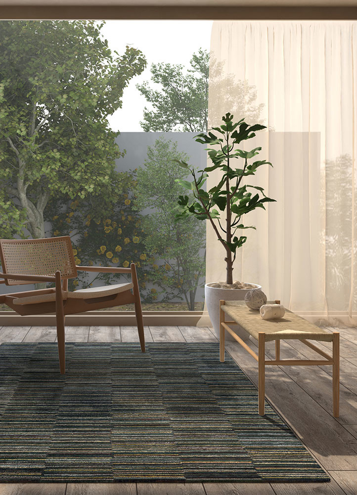 acar blue wool and viscose hand tuftedRug - Rander