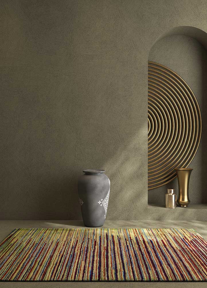 acar green wool and viscose hand tuftedRug - Rander