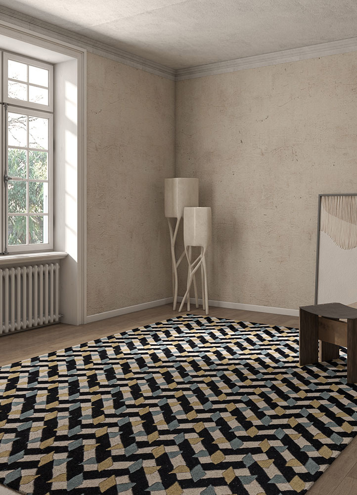 adrift grey and black wool hand tuftedRug - Rander