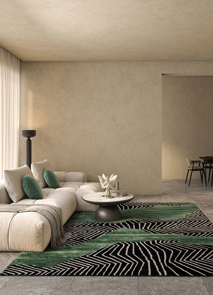 adrift grey and black wool and viscose hand tuftedRug - Rander