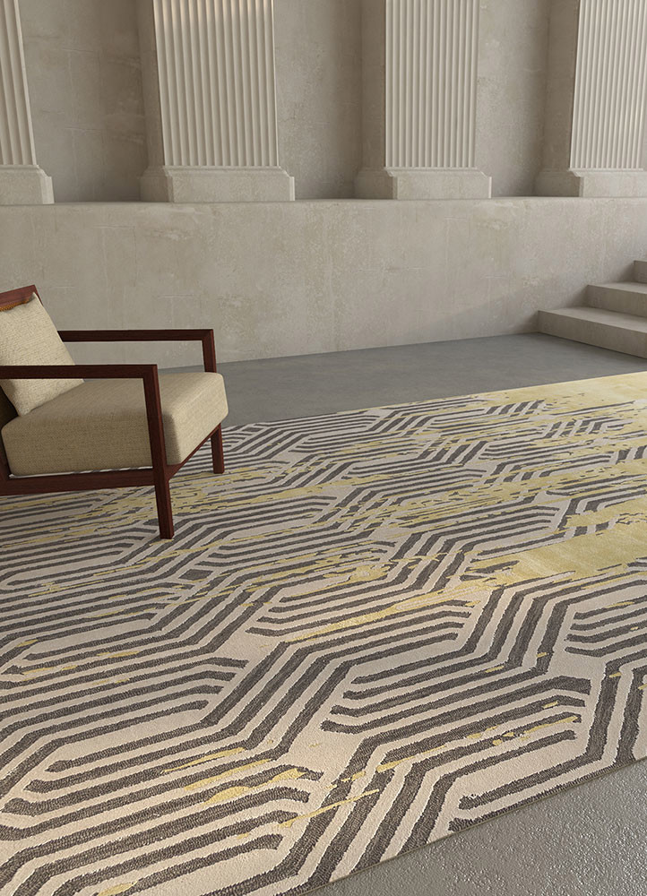 adrift gold wool and viscose hand tuftedRug - Rander