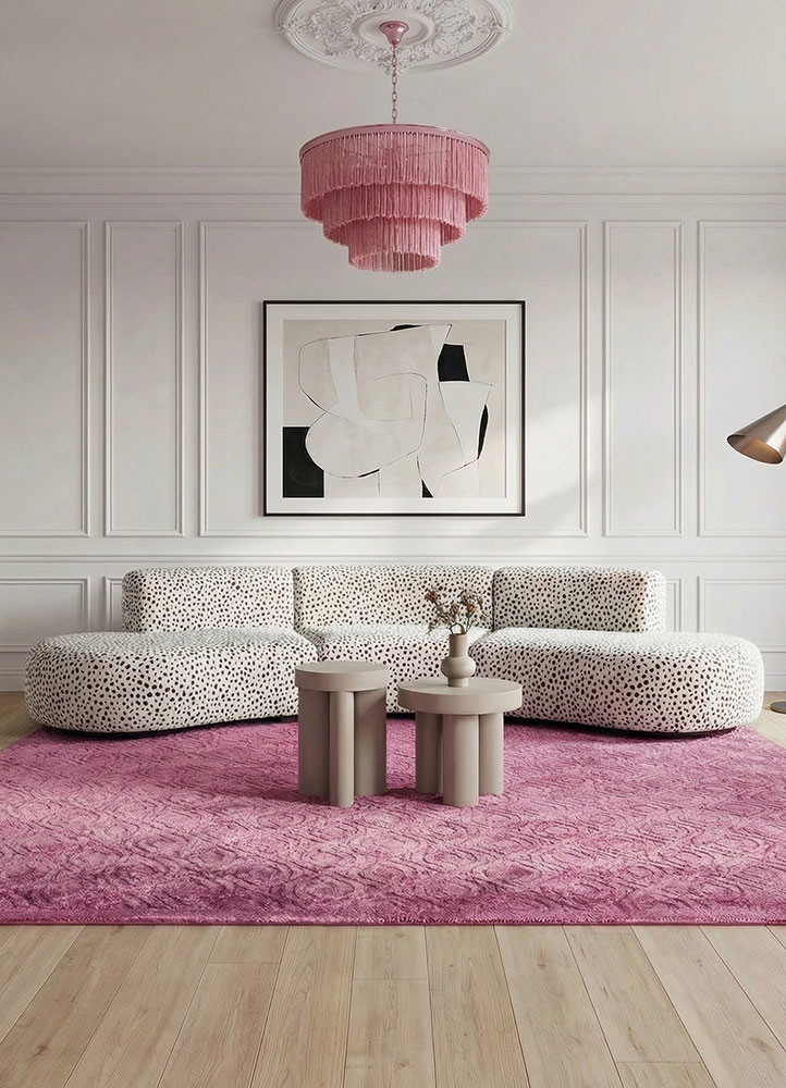 cera pink and purple viscose hand tuftedRug - Rander