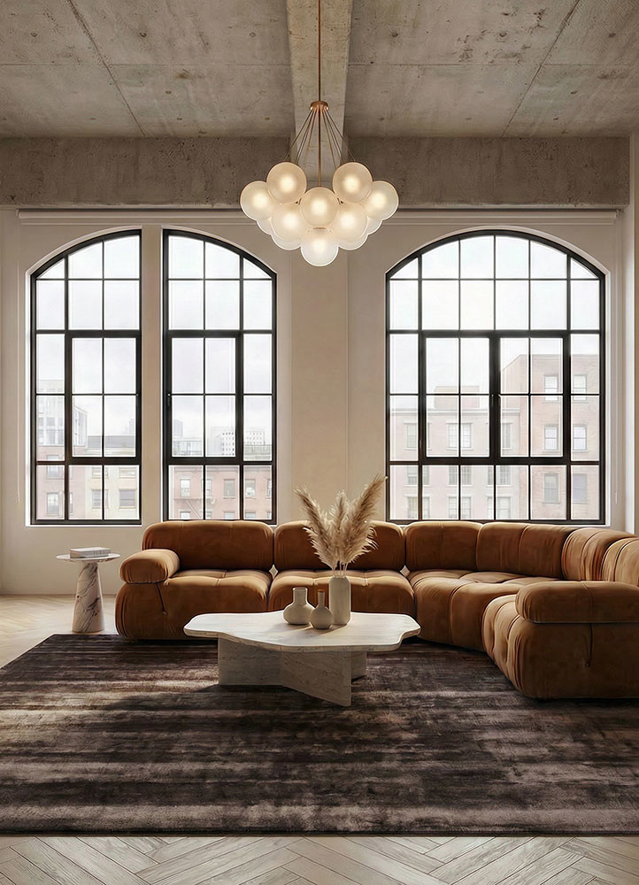 cera beige and brown viscose hand tuftedRug - Rander