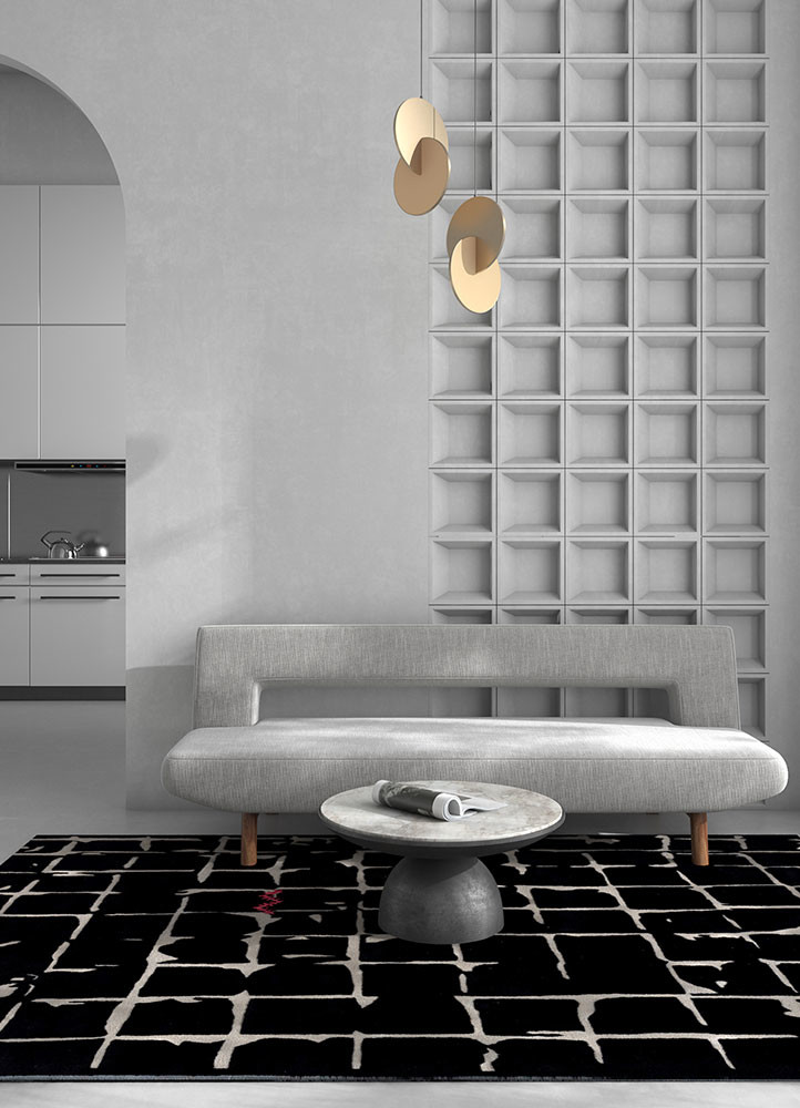 zig zag grey and black wool and viscose hand tuftedRug - Rander