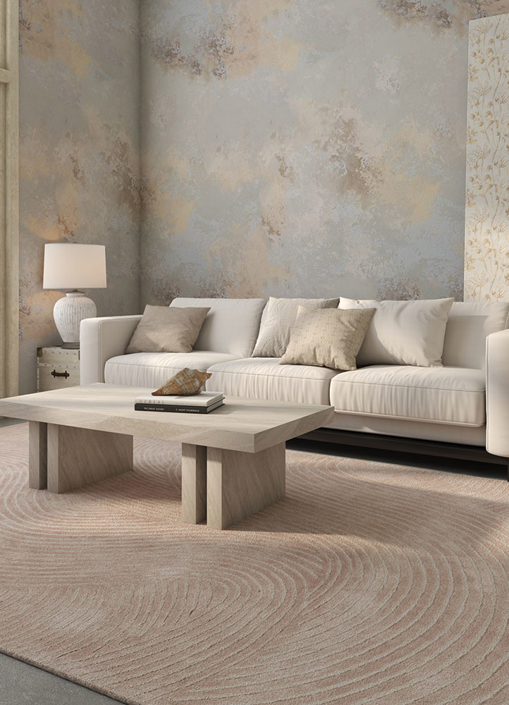 cera beige and brown wool and bamboo silk hand tuftedRug - Rander