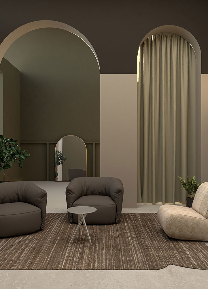 forme beige and brown wool hand loomRug - Rander