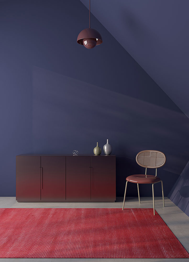 kairos red and orange wool and viscose hand knottedRug - Rander