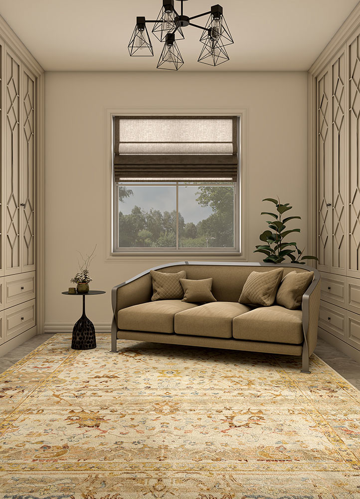 someplace in time ivory afghan wool hand knottedRug - Rander