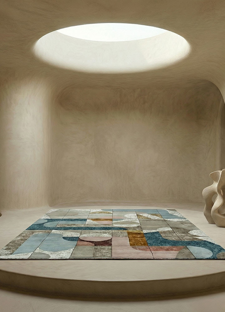 chaos theory by kavi beige and brown wool and bamboo silk hand knottedRug - Rander