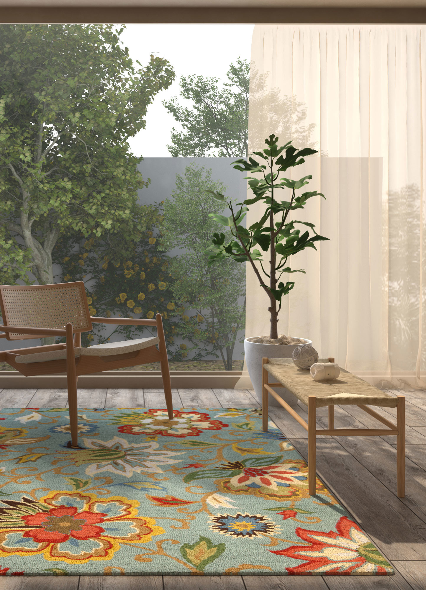 Hacienda Blue Hand Tufted Wool Rugs-Tpl-55-Jaipur Rugs UK