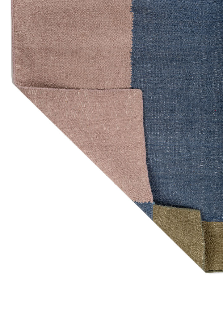 checkers pink and purple wool flat weaves Rug - Backing Shot