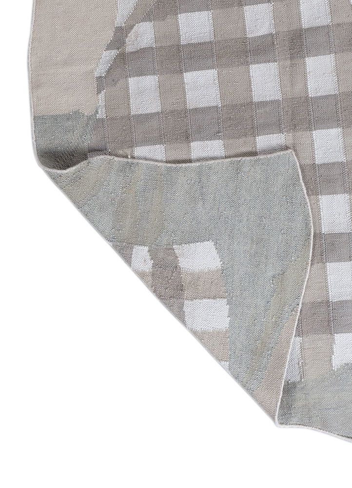 checkers ivory wool flat weaves Rug - Backing Shot checkers ivory wool flat weaves Rug - Backing Shot