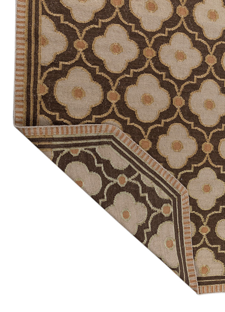 bedouin beige and brown wool flat weaves Rug - Backing Shot bedouin beige and brown wool flat weaves Rug - Backing Shot