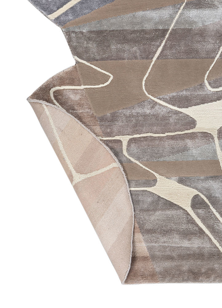 azalea grey and black wool and bamboo silk hand knotted Rug - Backing Shot azalea grey and black wool and bamboo silk hand knotted Rug - Backing Shot
