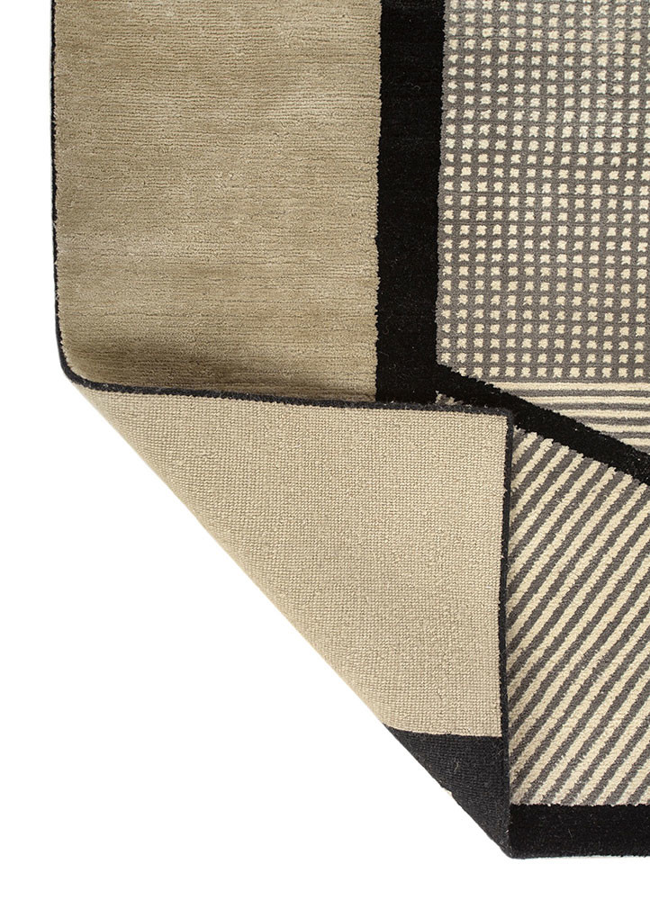 box grey and black wool hand knotted Rug - Backing Shot box grey and black wool hand knotted Rug - Backing Shot