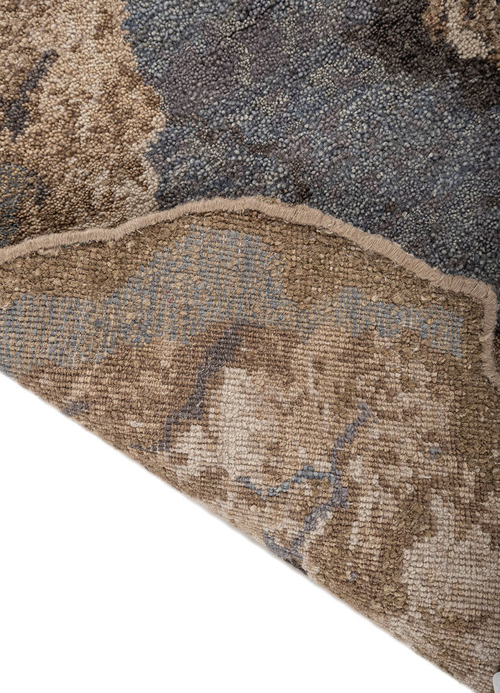 aprezo blue wool and silk hand knotted Rug - Backing Shot aprezo blue wool and silk hand knotted Rug - Backing Shot