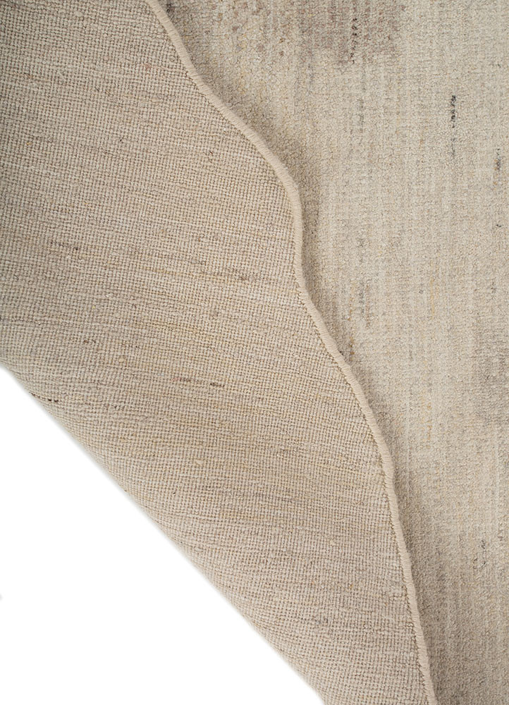 afterglow by kavi ivory wool hand knotted Rug - Backing Shot