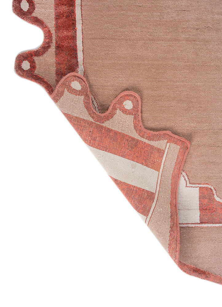 jardins du monde pink and purple wool and bamboo silk hand knotted Rug - Backing Shot