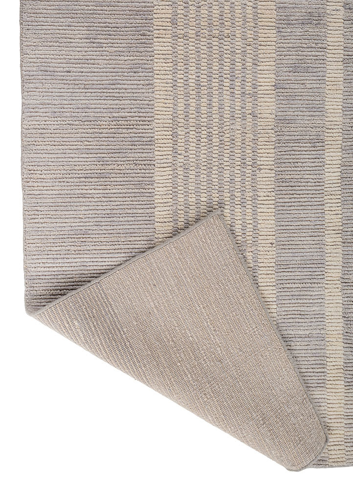 contour grey and black wool hand loom Rug - Backing Shot