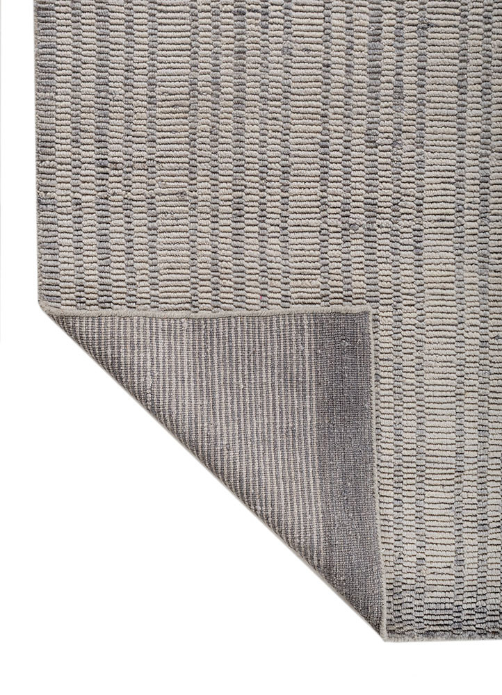 contour blue wool hand loom Rug - Backing Shot