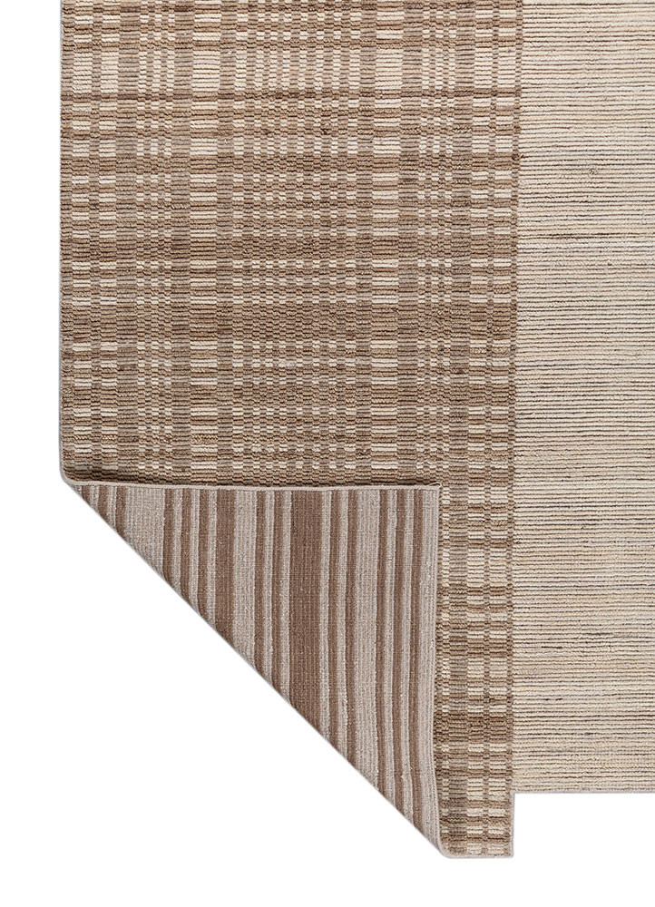contour ivory wool hand loom Rug - Backing Shot