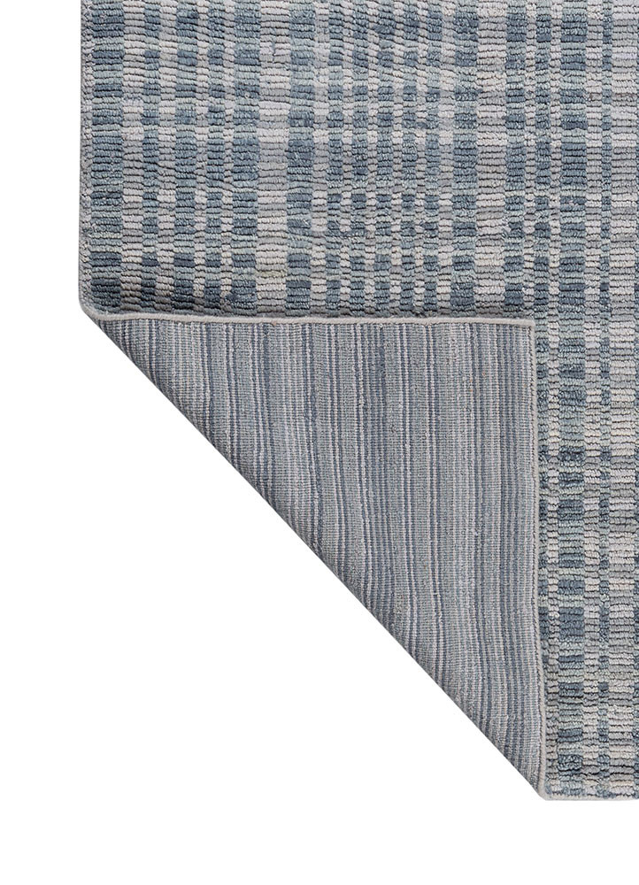 contour blue wool hand loom Rug - Backing Shot contour blue wool hand loom Rug - Backing Shot