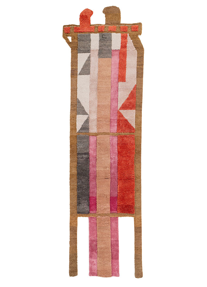 exposed spine pink and purple wool and bamboo silk hand knotted WALL ART & TAPESTRY - Backing Shot