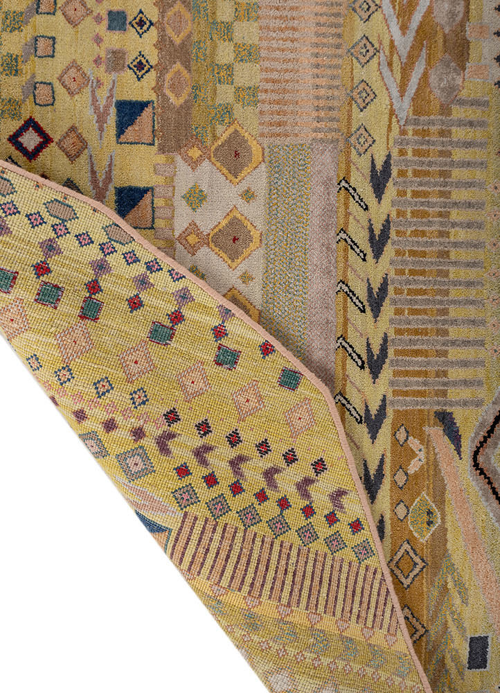 manchaha red and orange wool and bamboo silk hand knotted Rug - Backing Shot manchaha red and orange wool and bamboo silk hand knotted Rug - Backing Shot