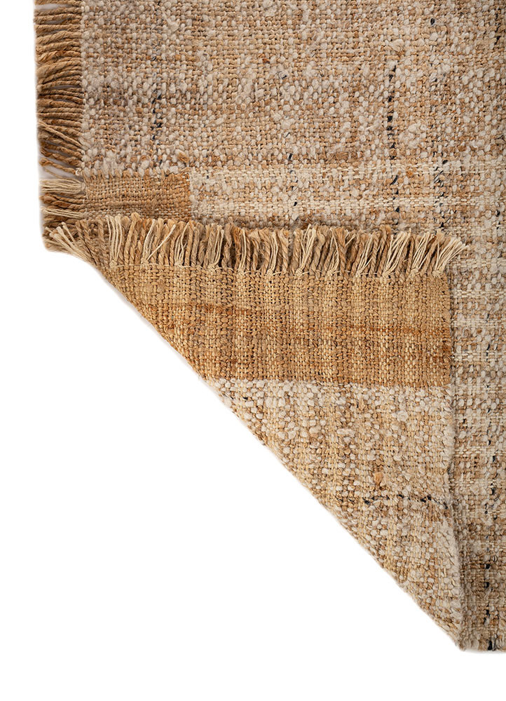 daaira beige and brown wool flat weaves Rug - Backing Shot