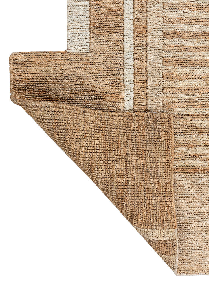 daaira beige and brown jute and hemp hand knotted Rug - Backing Shot