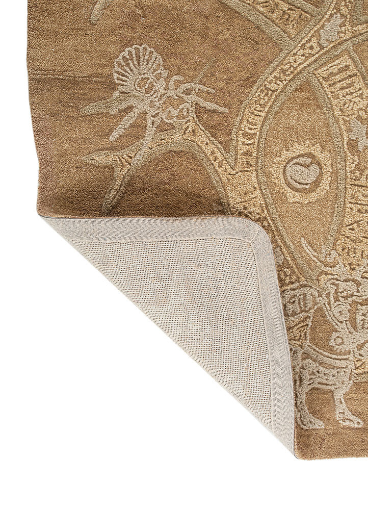 happiness beige and brown wool hand tufted Rug - Backing Shot