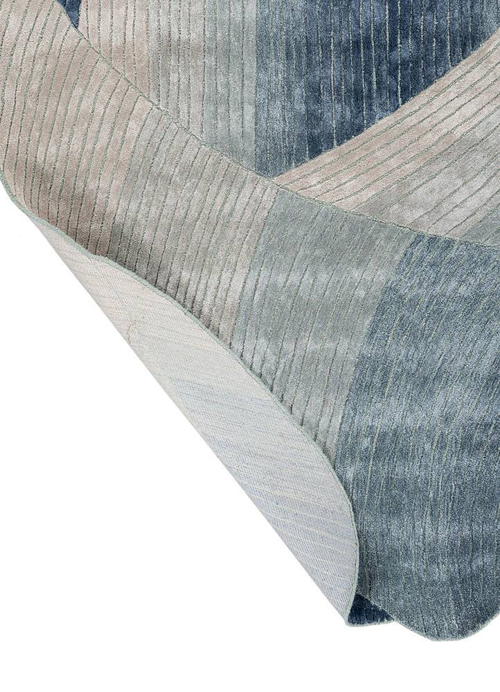 lucid blue wool and viscose hand tufted Rug - Backing Shot