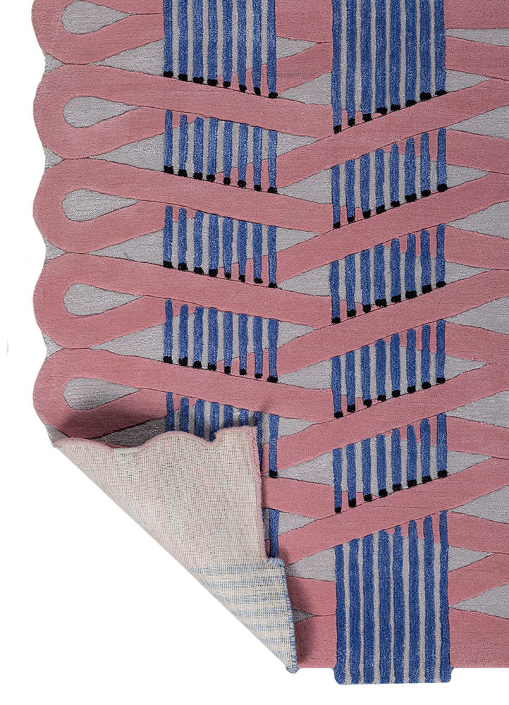 jaipur wunderkammer pink and purple wool and viscose hand tufted Rug - Backing Shot