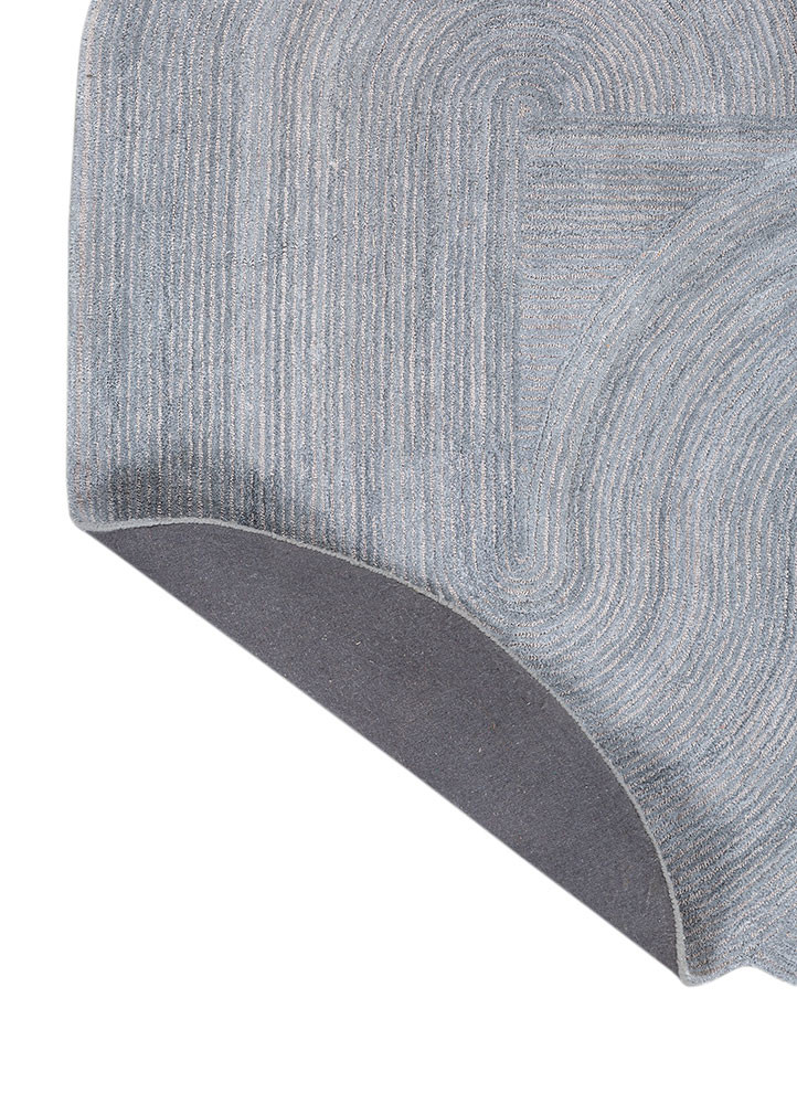 cera blue wool and viscose hand tufted Rug - Backing Shot cera blue wool and viscose hand tufted Rug - Backing Shot