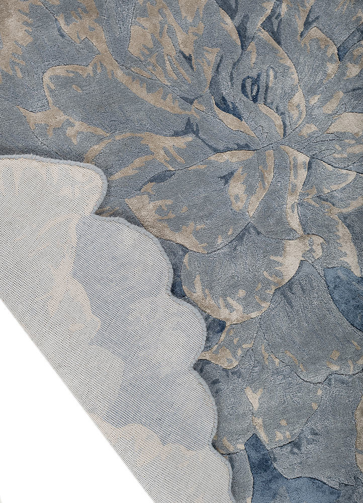 hacienda blue wool and viscose hand tufted Rug - Backing Shot hacienda blue wool and viscose hand tufted Rug - Backing Shot