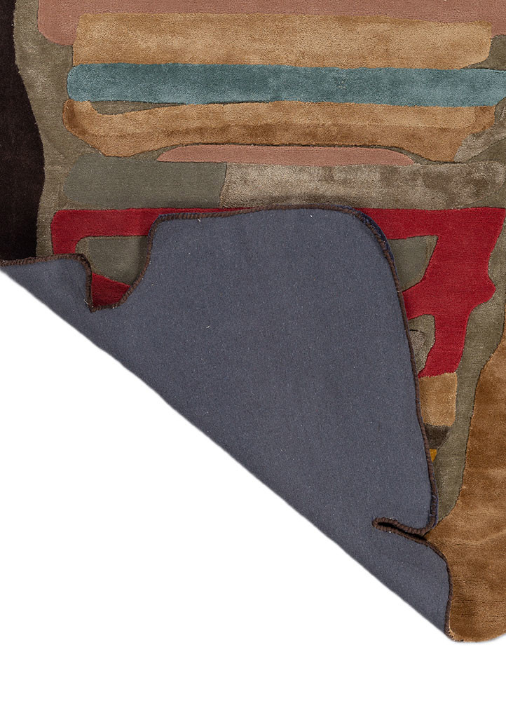 joy beige and brown wool and viscose hand tufted Rug - Backing Shot