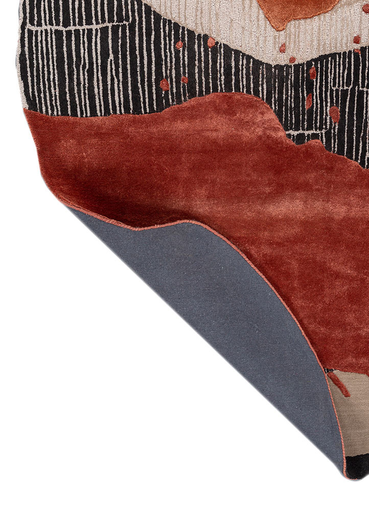 adrift red and orange wool and viscose hand tufted Rug - Backing Shot adrift red and orange wool and viscose hand tufted Rug - Backing Shot