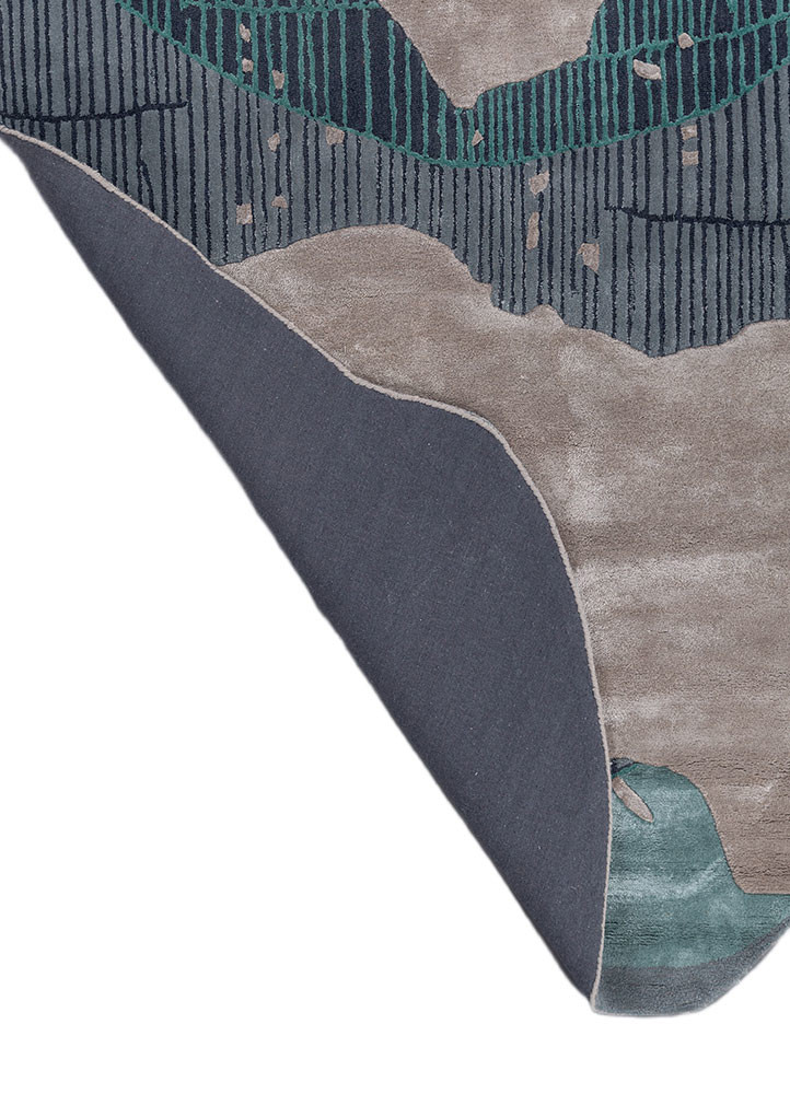 adrift grey and black wool and viscose hand tufted Rug - Backing Shot adrift grey and black wool and viscose hand tufted Rug - Backing Shot