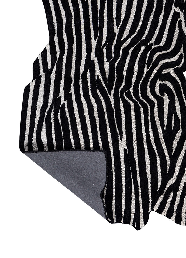 adrift grey and black wool and viscose hand tufted Rug - Backing Shot