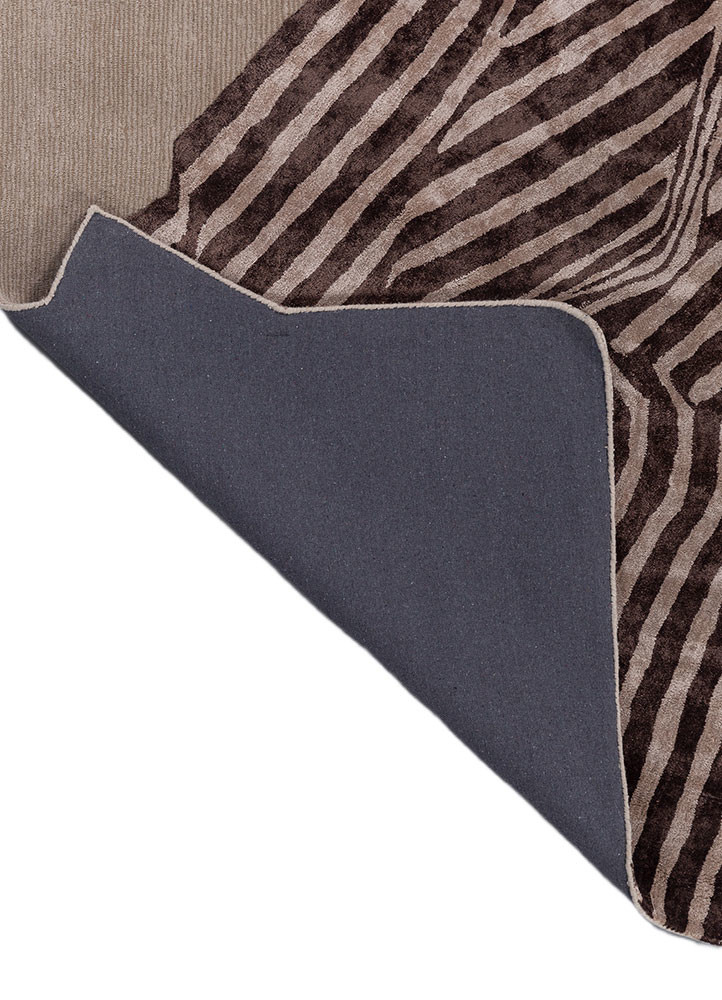 adrift beige and brown wool and viscose hand tufted Rug - Backing Shot