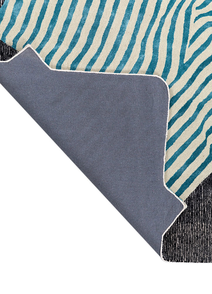adrift blue wool and viscose hand tufted Rug - Backing Shot